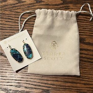 Kendra Scott Teal and Gold Oval Earrings